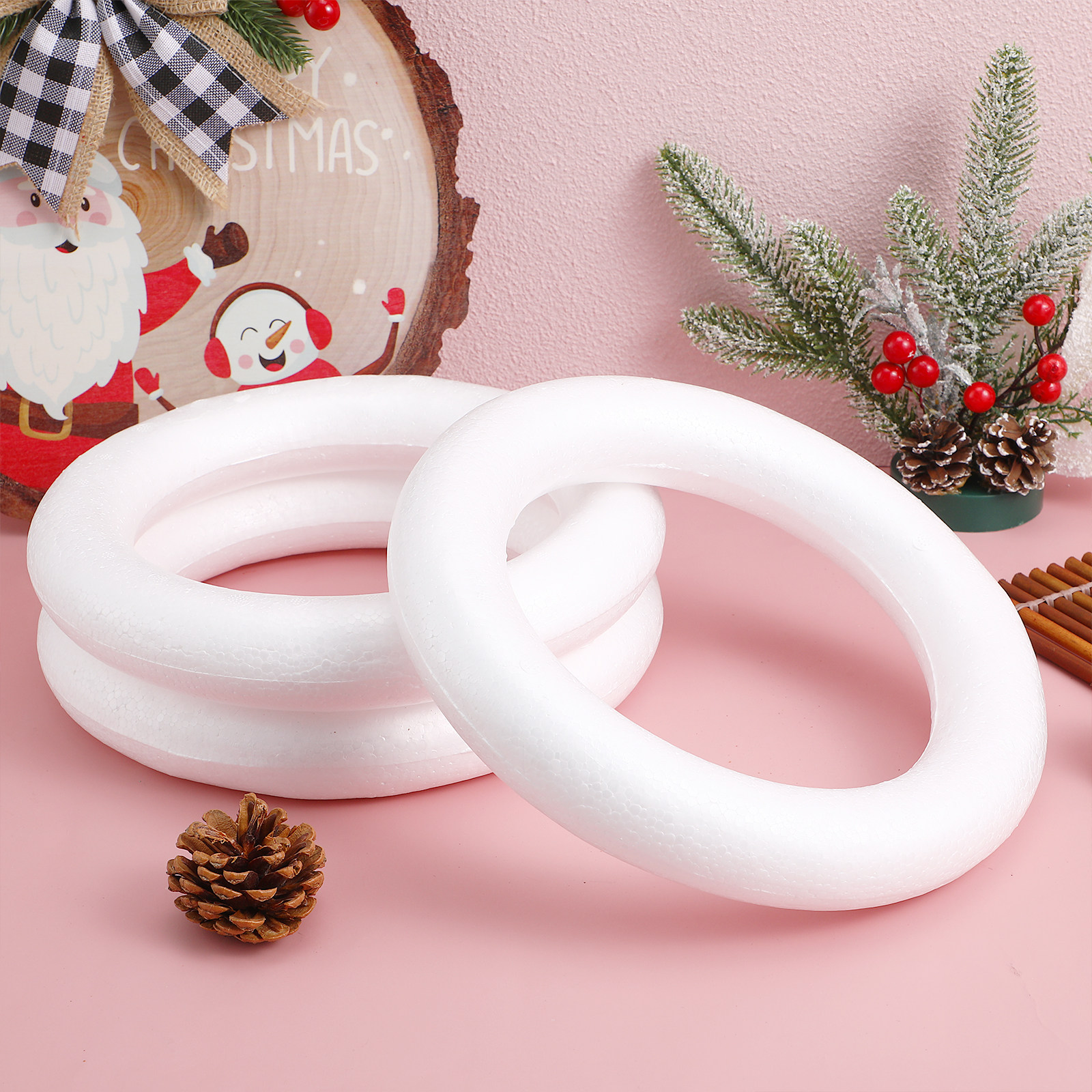 Embellish Craft - 3Pcs White Foam Wreath Circle DIY