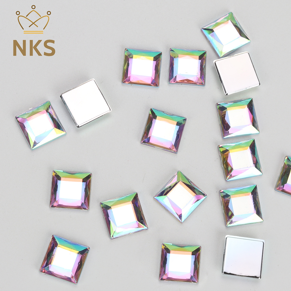 NKS 10mm 12mm Faceted Square C - Hotfix Rhinestone Sheet บทวิจารณ์และราคา