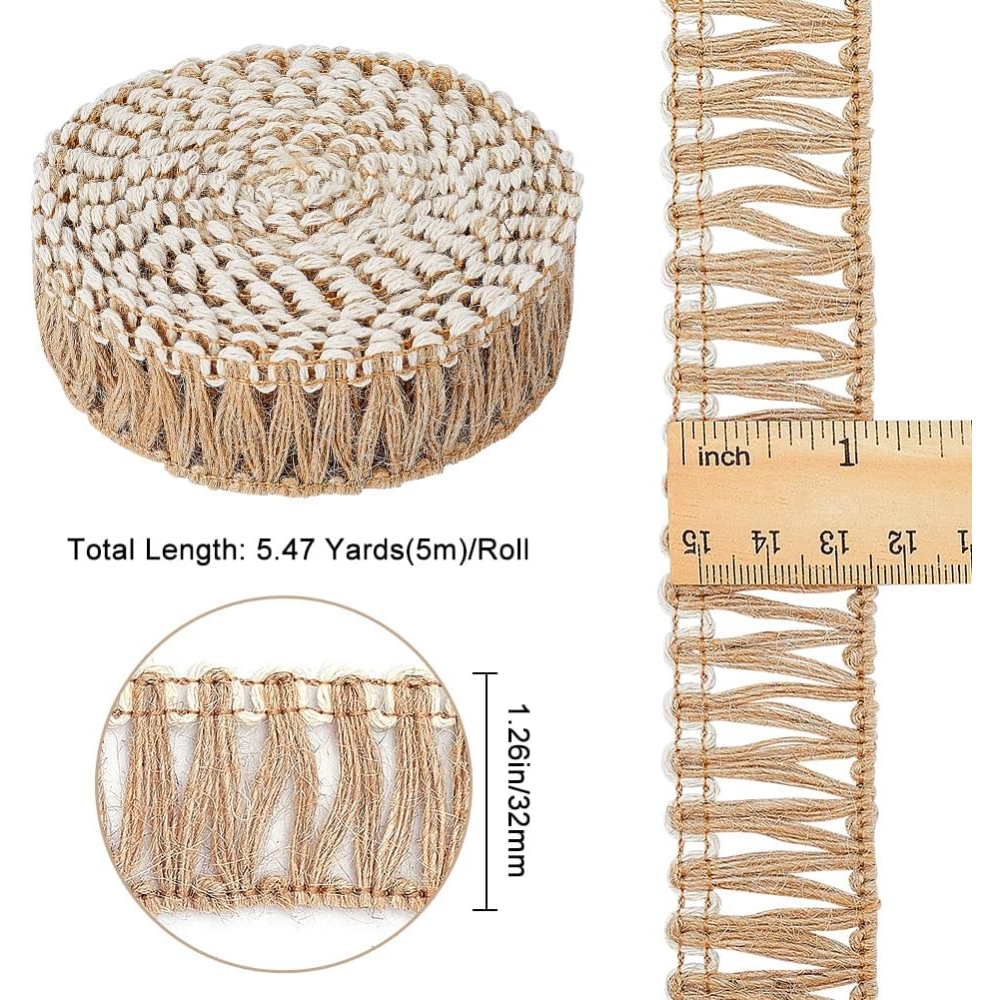 5 Meters Burlap Fringe Tassel  - Tassel Fringe Trim บทวิจารณ์และราคา