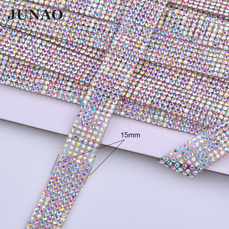 JUNAO 5Yard Crystal AB Rhinest - Crystal Mesh Fabric บทวิจารณ์และราคา