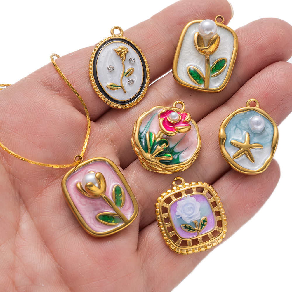 2pcs Gold Stainless Steel Enam - Embellishment Crafts บทวิจารณ์และราคา