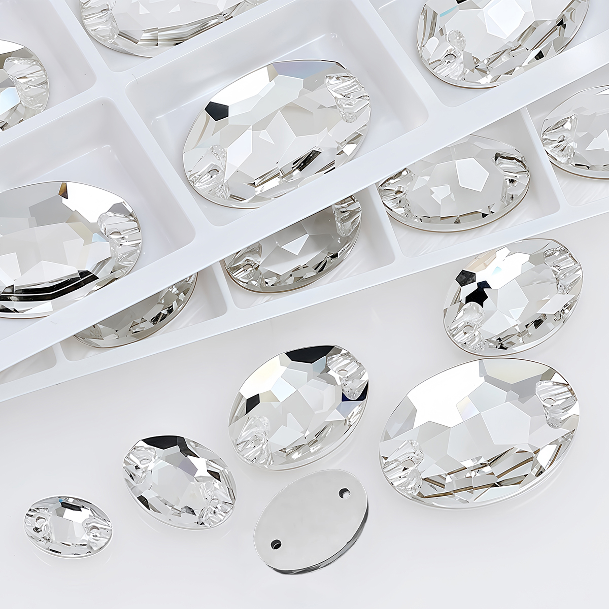Oval Ellipse Crystal Clear Gla - Sew On Rhinestone บทวิจารณ์และราคา