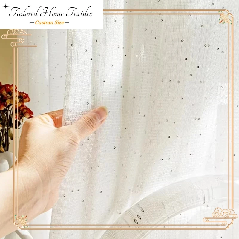 French Sheer Curtains for Livi - Sequin Fabric Panel บทวิจารณ์และราคา