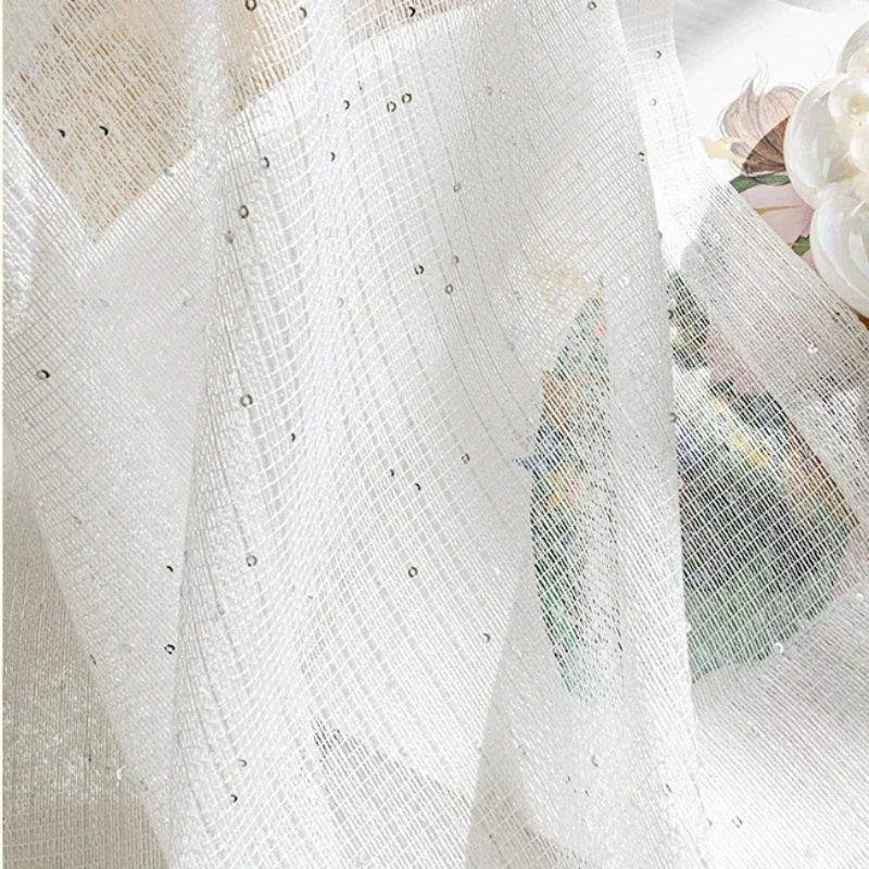 French Sheer Curtains for Livi - Sequin Fabric Panel บทวิจารณ์และราคา