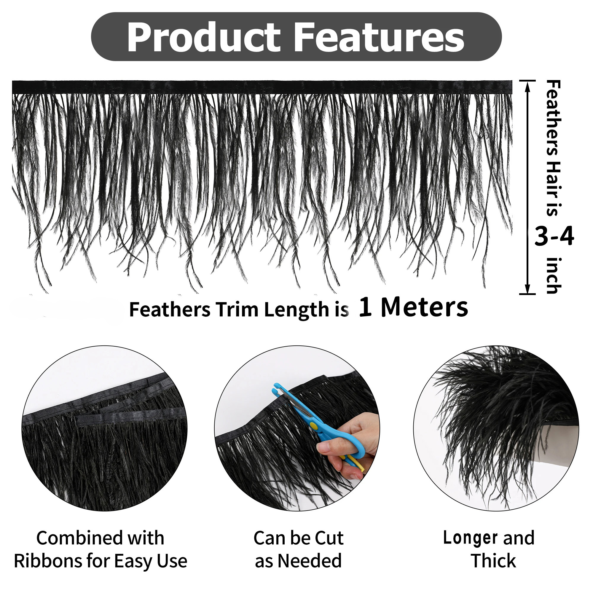 100CM Natural ostrich Feather  - Feather Trim Marabou บทวิจารณ์และราคา