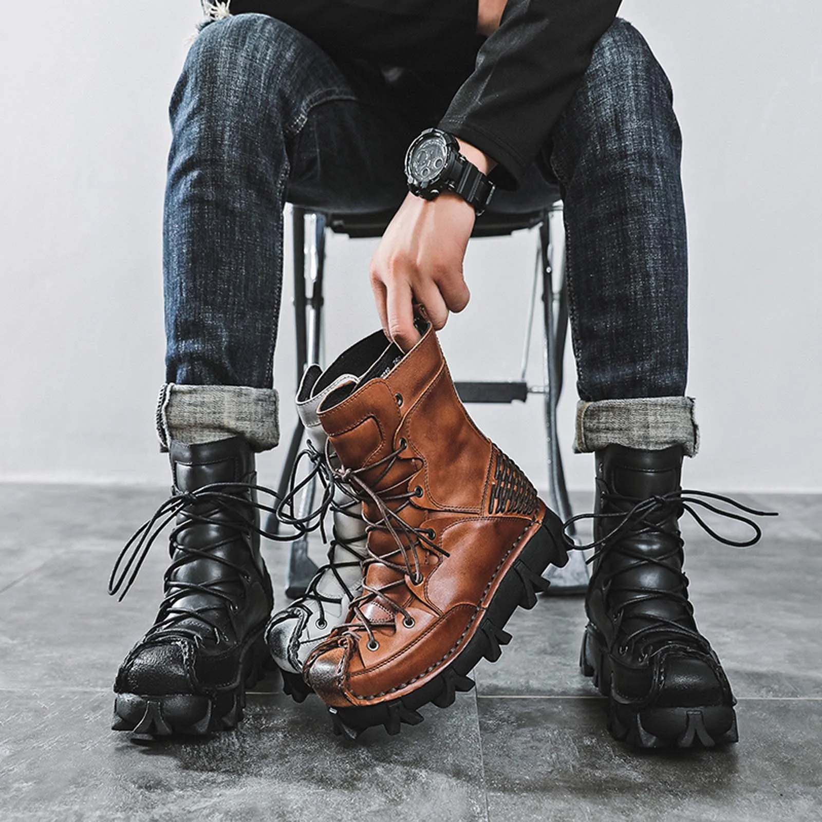 Fashion Genuine Leather Motorc - Guipure Lace Panel บทวิจารณ์และราคา