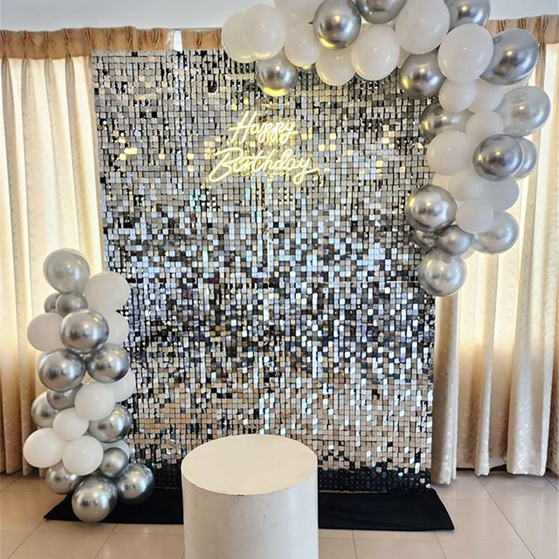 18Pcs Silver Shimmer Wall Pane - Sequin Fabric Panel บทวิจารณ์และราคา