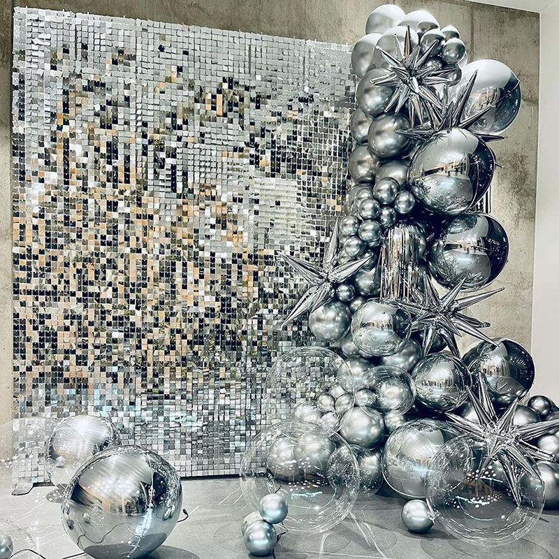 18Pcs Silver Shimmer Wall Pane - Sequin Fabric Panel บทวิจารณ์และราคา