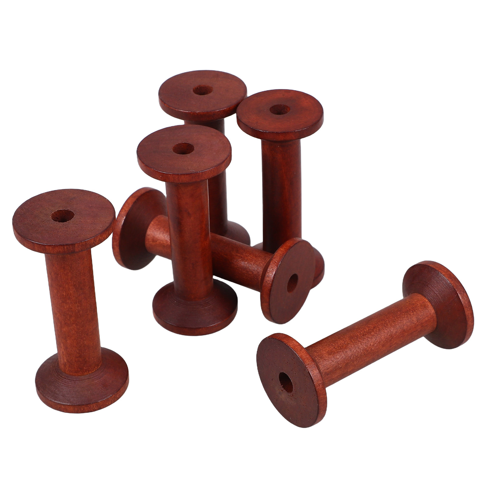 6Pcs Smooth Wood Thread Spools - Embroidery Craft บทวิจารณ์และราคา