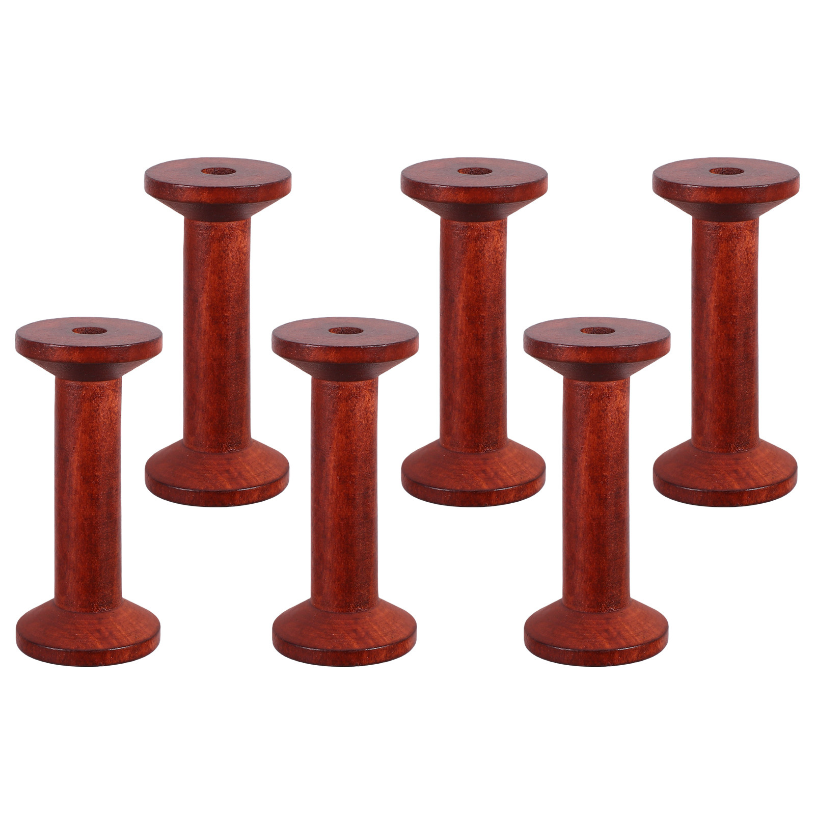 6Pcs Smooth Wood Thread Spools - Embroidery Craft บทวิจารณ์และราคา