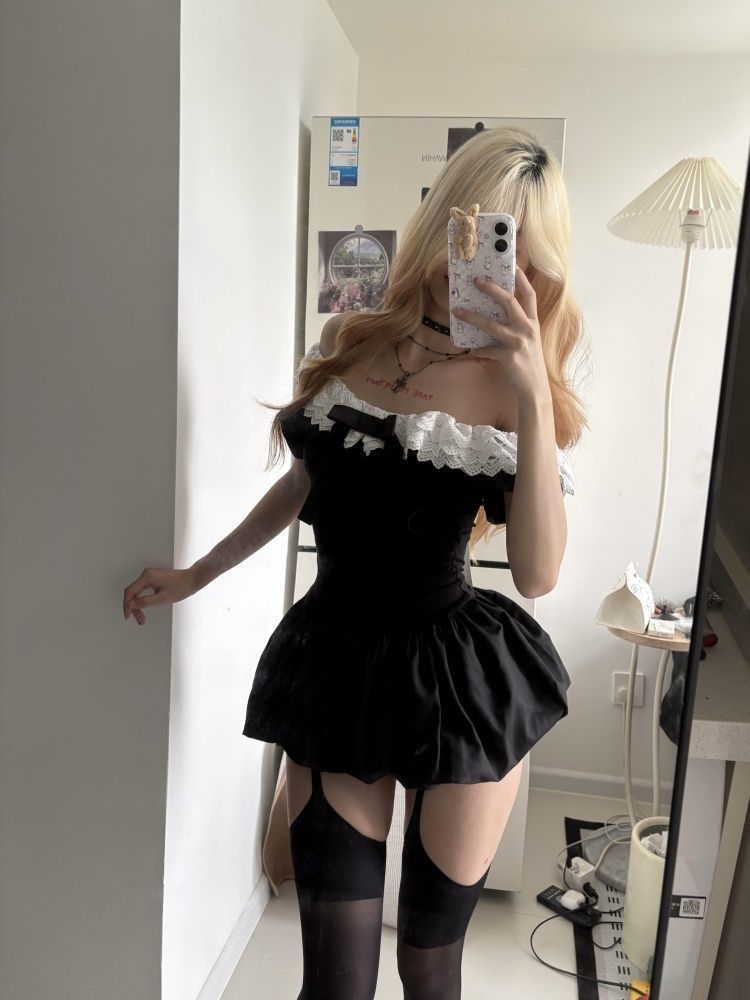Coquette Korean Sexy Off Shoul - Elastic Lace Trim บทวิจารณ์และราคา