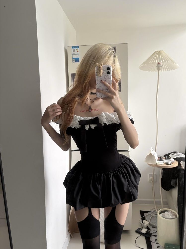 Coquette Korean Sexy Off Shoul - Elastic Lace Trim บทวิจารณ์และราคา