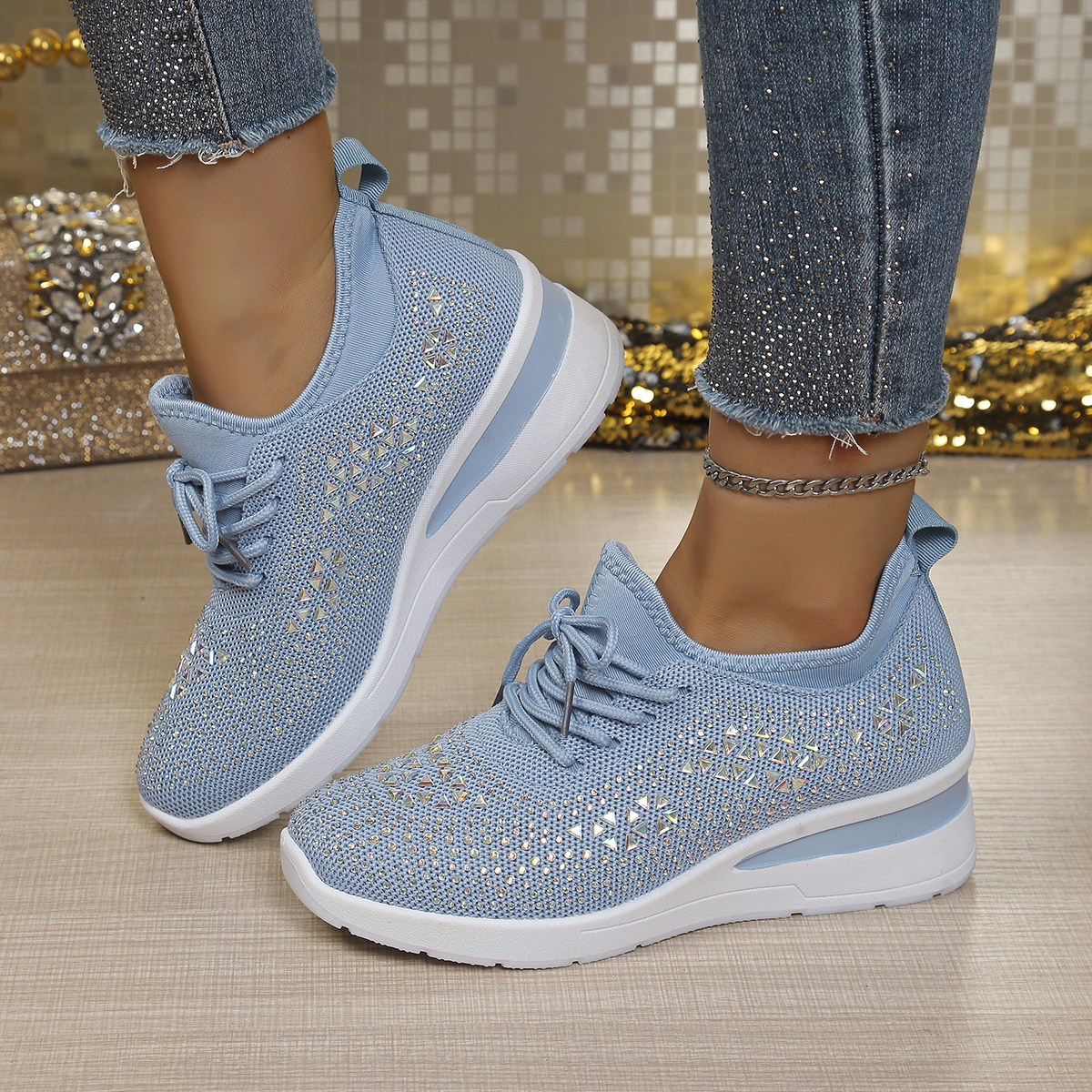 Glitter rhinestone knit mesh w - Crystal Mesh Fabric บทวิจารณ์และราคา