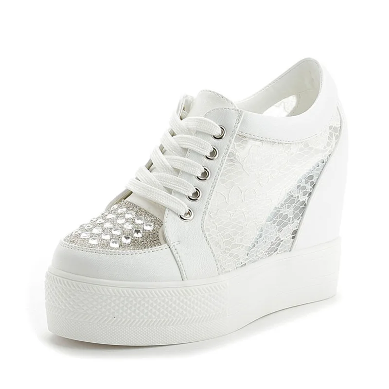 Fashion Sneakers Women Platfor - Crystal Mesh Fabric บทวิจารณ์และราคา