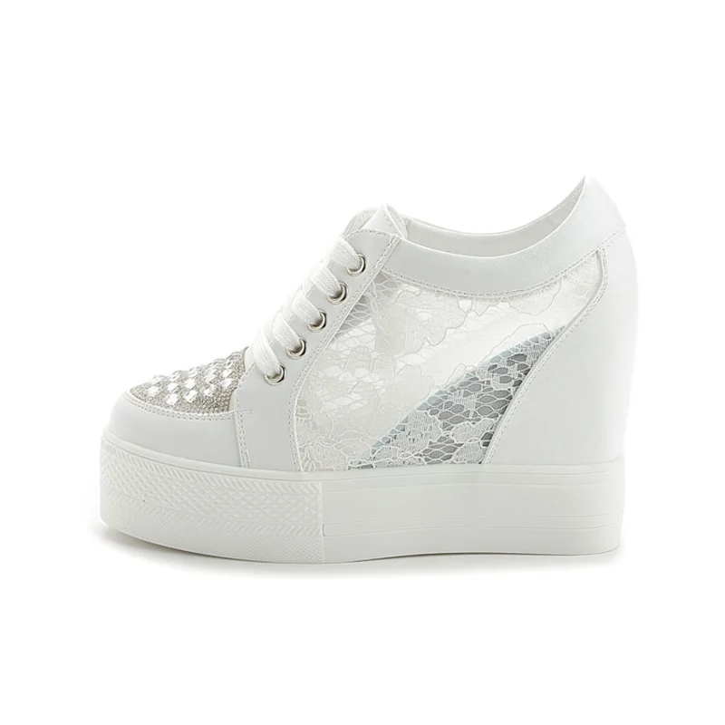 Fashion Sneakers Women Platfor - Crystal Mesh Fabric บทวิจารณ์และราคา