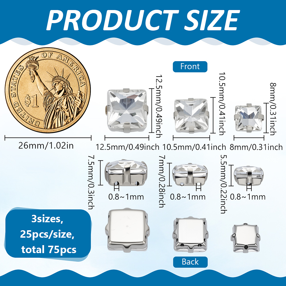 75Pcs Sew on Rhinestone Multi- - Sew On Rhinestone บทวิจารณ์และราคา