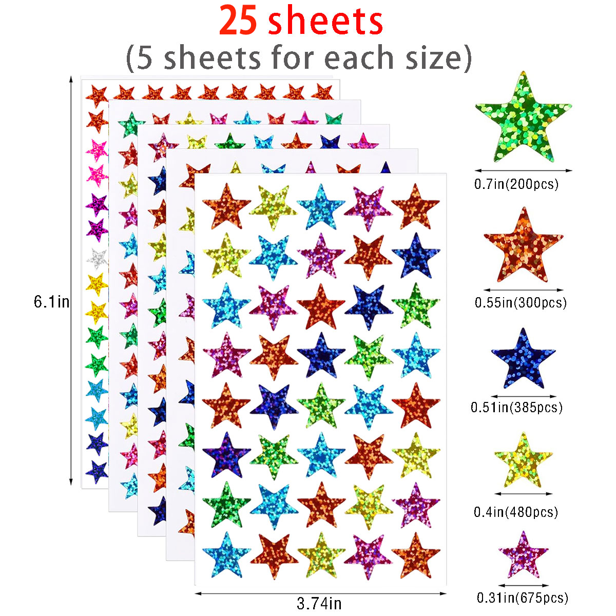 25 sheets Star Stickers 2040pc - Glitter Vinyl Roll บทวิจารณ์และราคา
