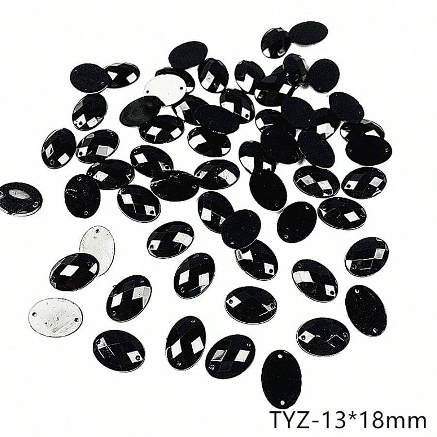 100pcs Mixed Size Black Acryli - Sew On Rhinestone บทวิจารณ์และราคา