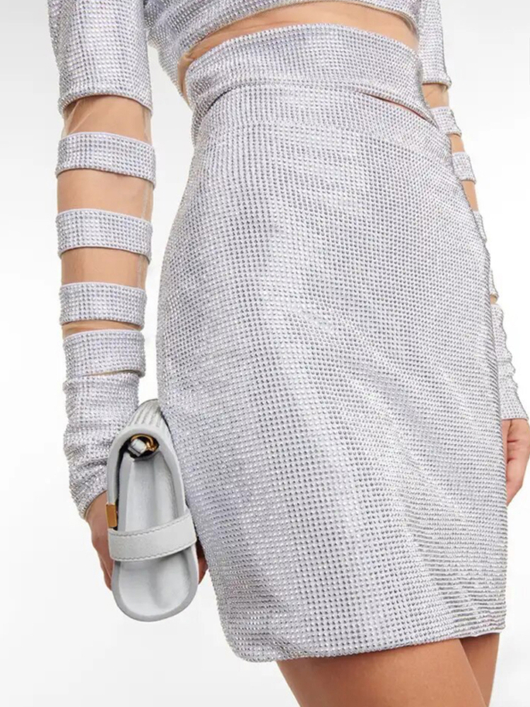 Sexy Two Piece Mesh Panel Band - Sequin Fabric Panel บทวิจารณ์และราคา