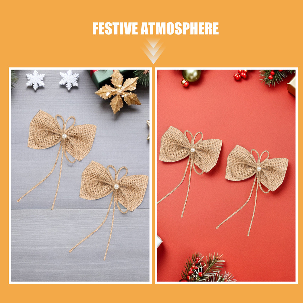 15Pcs Small Burlap Bows Christ - Christmas Craft Embellishment บทวิจารณ์และราคา