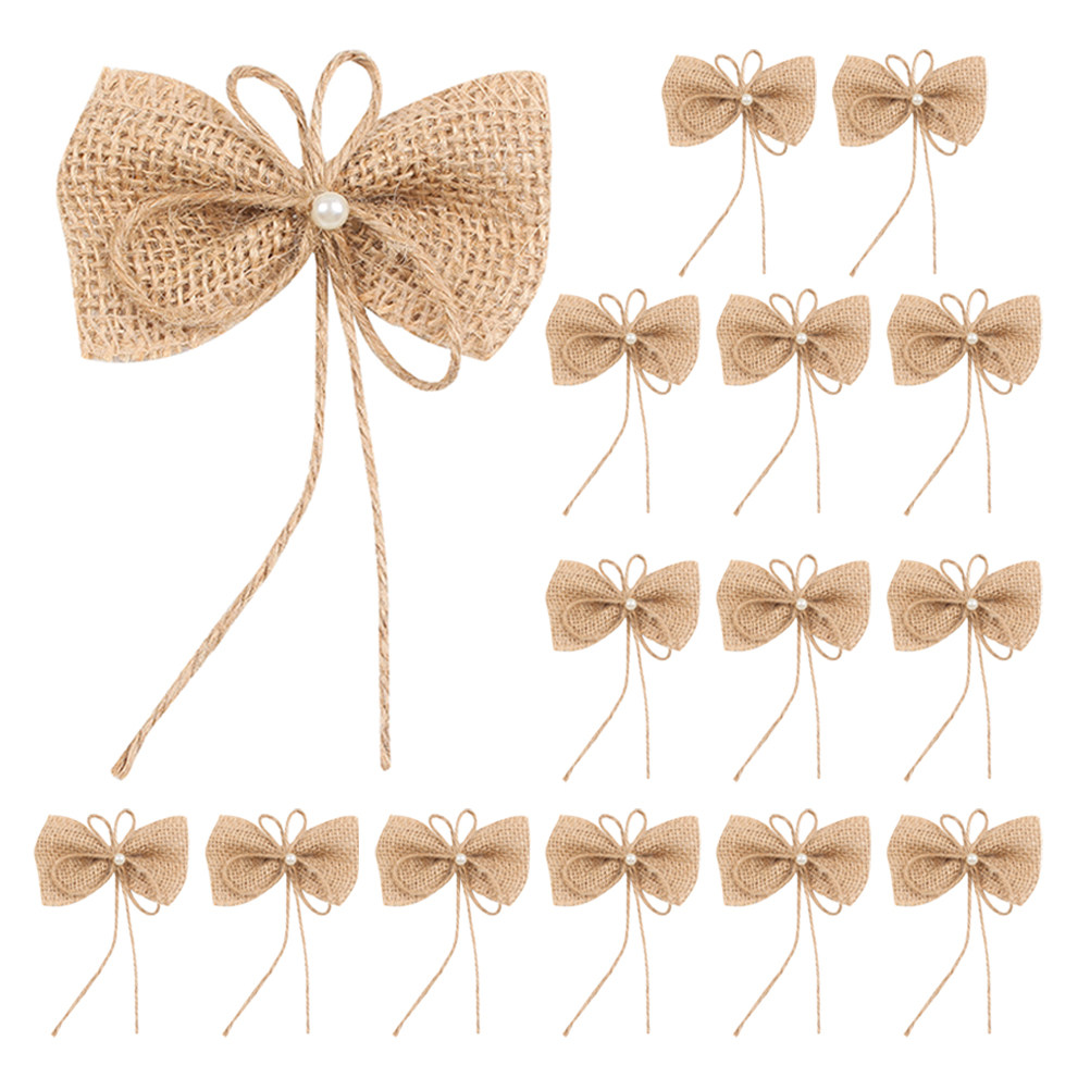 15Pcs Small Burlap Bows Christ - Christmas Craft Embellishment บทวิจารณ์และราคา