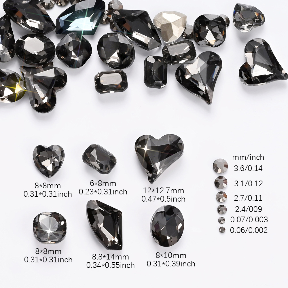 12Grids 3D Black Heart/Square/ - Hotfix Rhinestone Sheet บทวิจารณ์และราคา