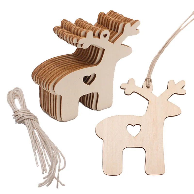 10PCS Wooden Tree Bell Deer Un - Christmas Craft Embellishment บทวิจารณ์และราคา