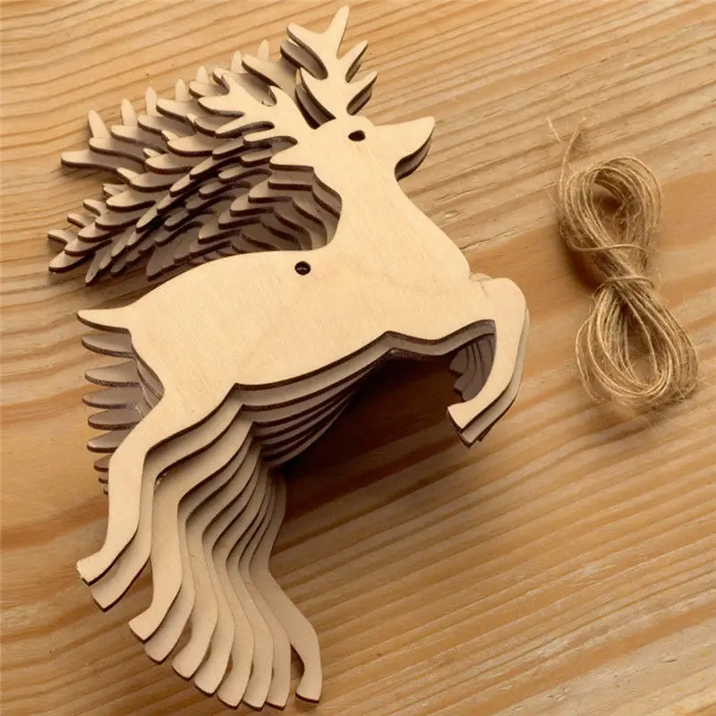 10PCS Wooden Tree Bell Deer Un - Christmas Craft Embellishment บทวิจารณ์และราคา