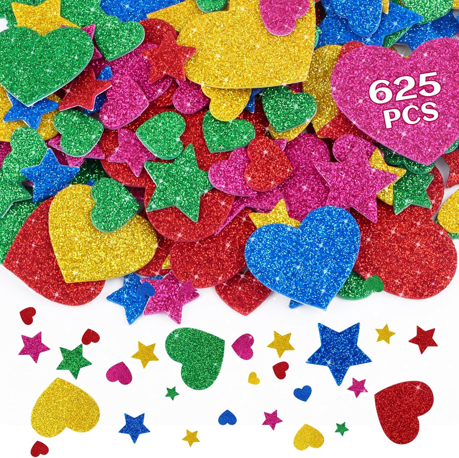 625Pcs Glitter Heart Foam Stic - Glitter Vinyl Roll บทวิจารณ์และราคา