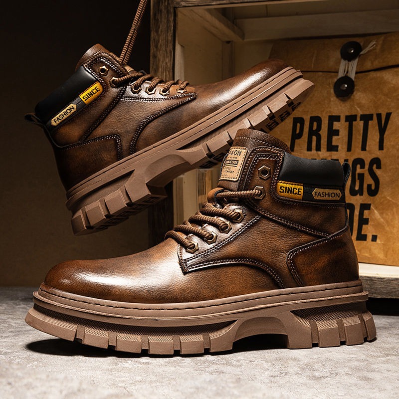 Vintage Men Platform Ankle Boo - Guipure Lace Panel บทวิจารณ์และราคา