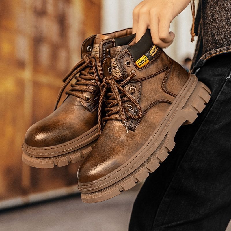 Vintage Men Platform Ankle Boo - Guipure Lace Panel บทวิจารณ์และราคา