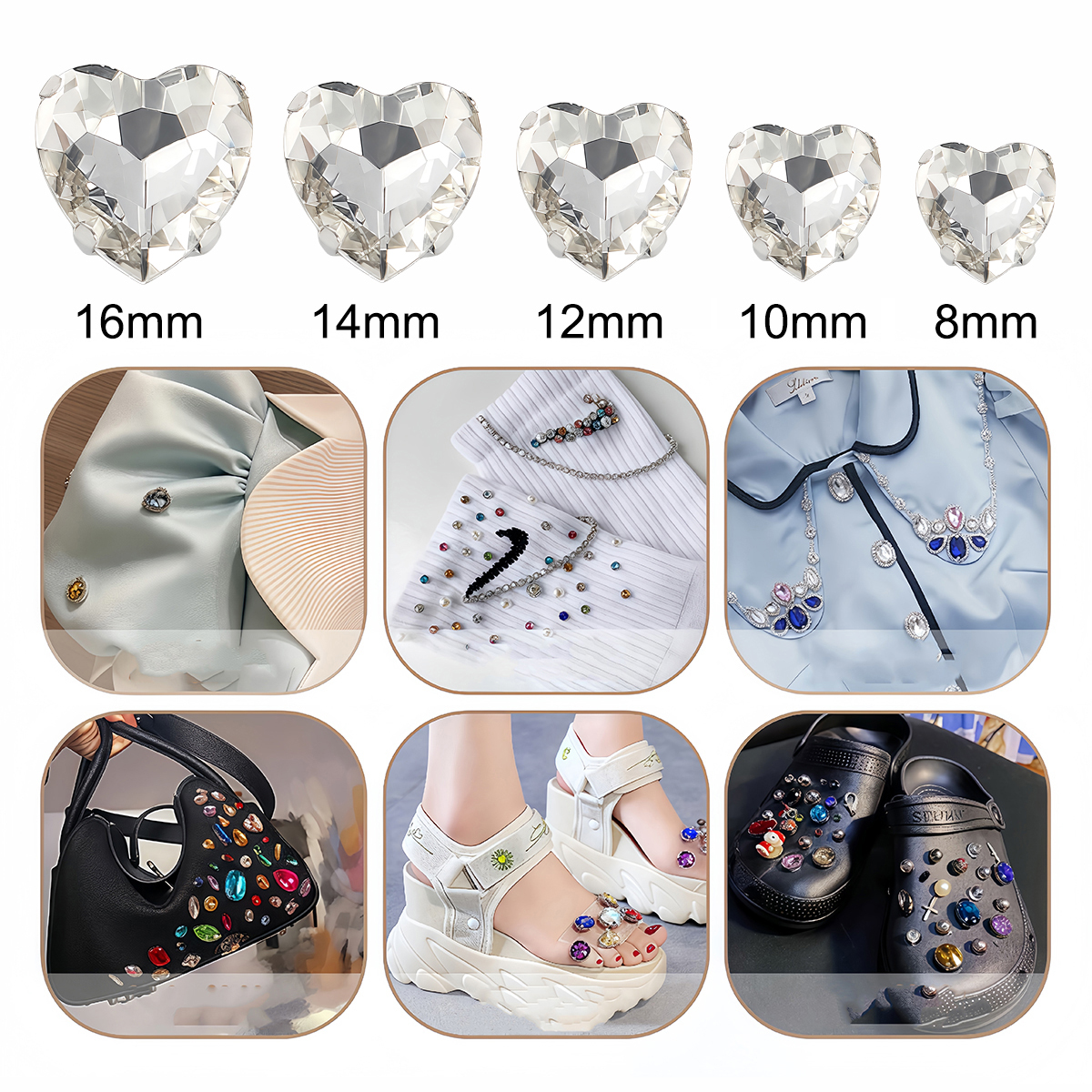 Heart Shape Glass Rhinestones  - Sew On Rhinestone บทวิจารณ์และราคา
