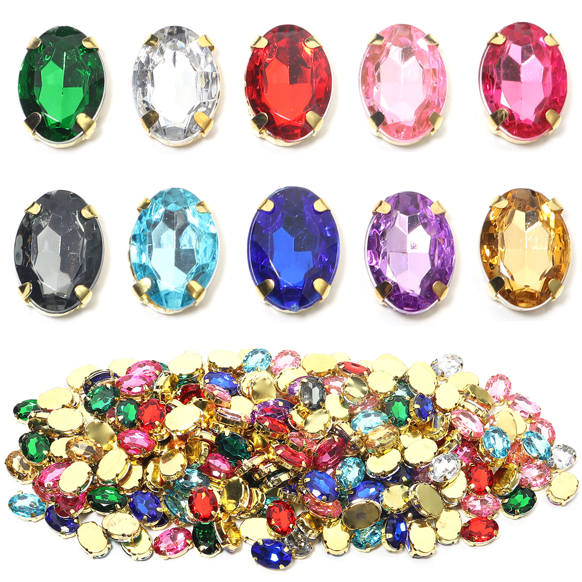 50pcs Gold Color Stainless Ste - Sew On Rhinestone บทวิจารณ์และราคา