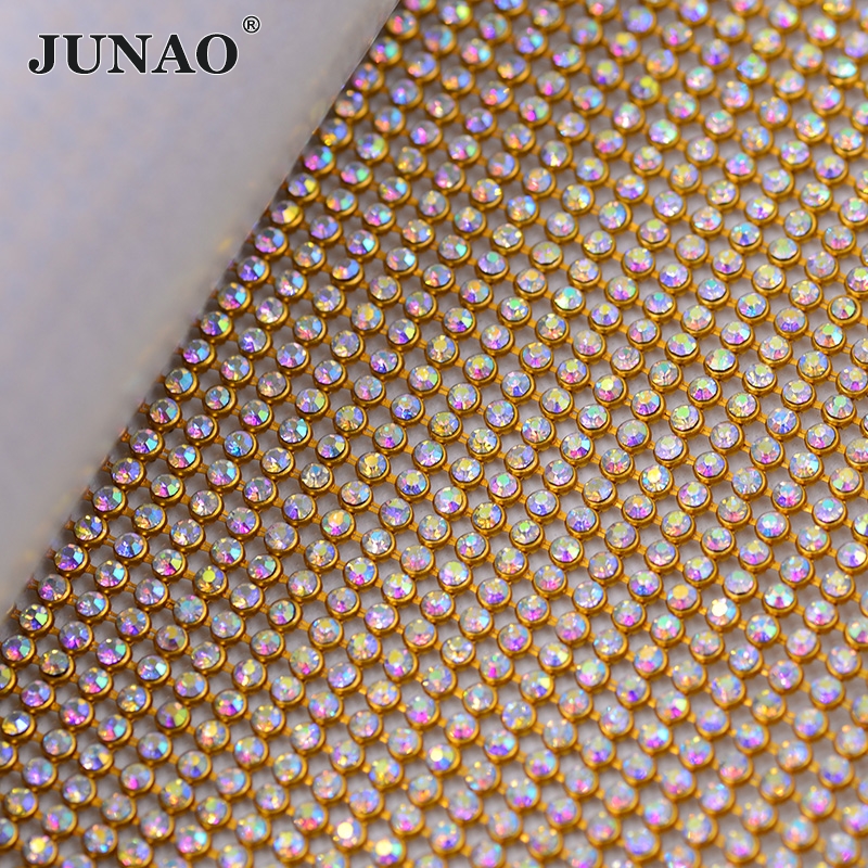 JUNAO 45*120cm Crystal AB Glas - Crystal Mesh Fabric บทวิจารณ์และราคา