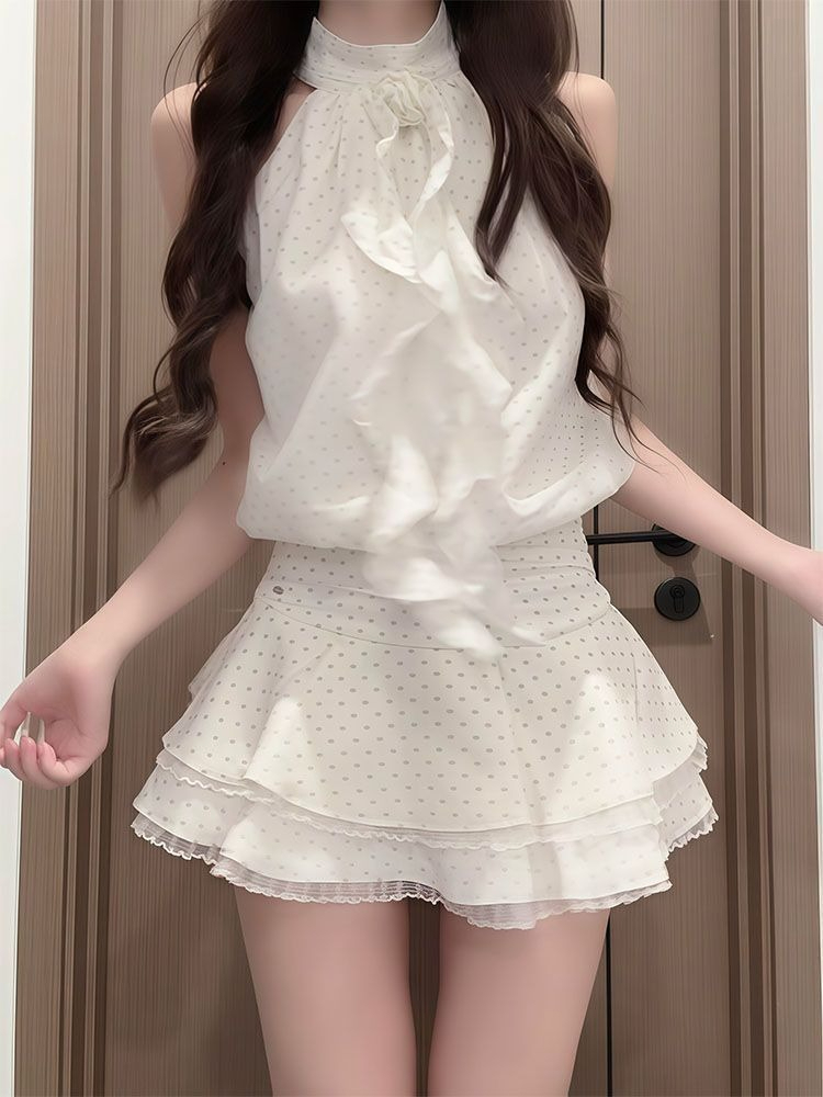 French Sweet Polka Dot 2 Piece - Elastic Lace Trim บทวิจารณ์และราคา