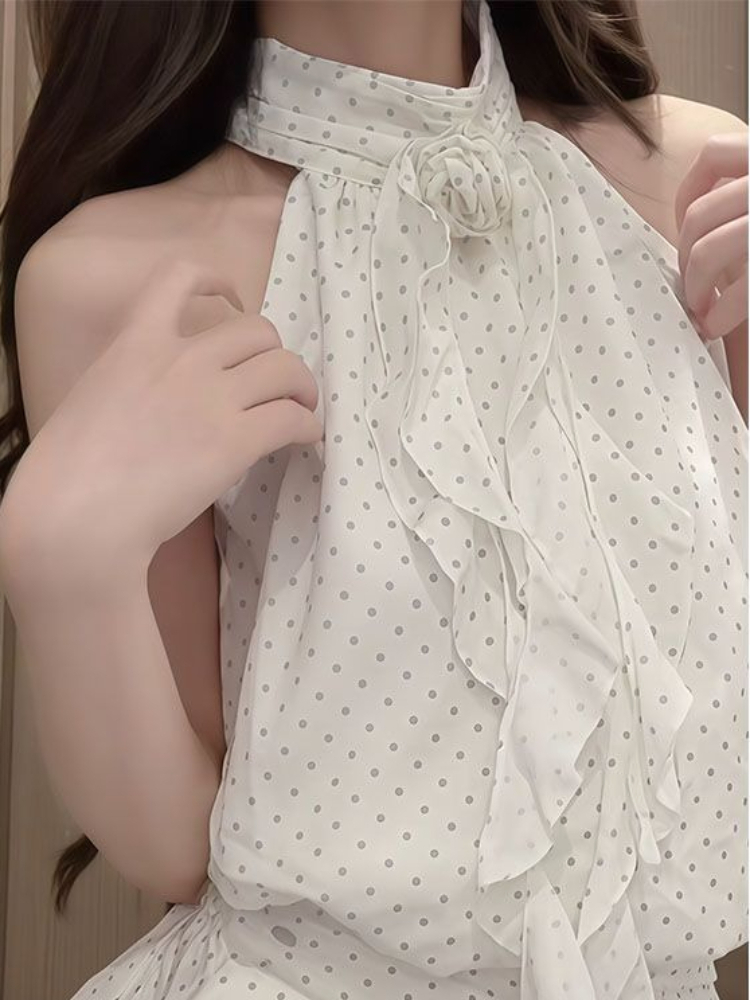 French Sweet Polka Dot 2 Piece - Elastic Lace Trim บทวิจารณ์และราคา