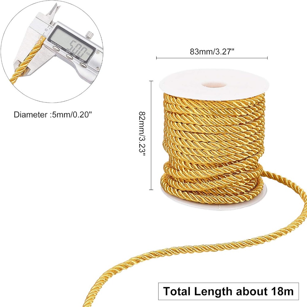 59 Feet Gold Cord 5mm Twisted  - Cord Trim Twisted บทวิจารณ์และราคา