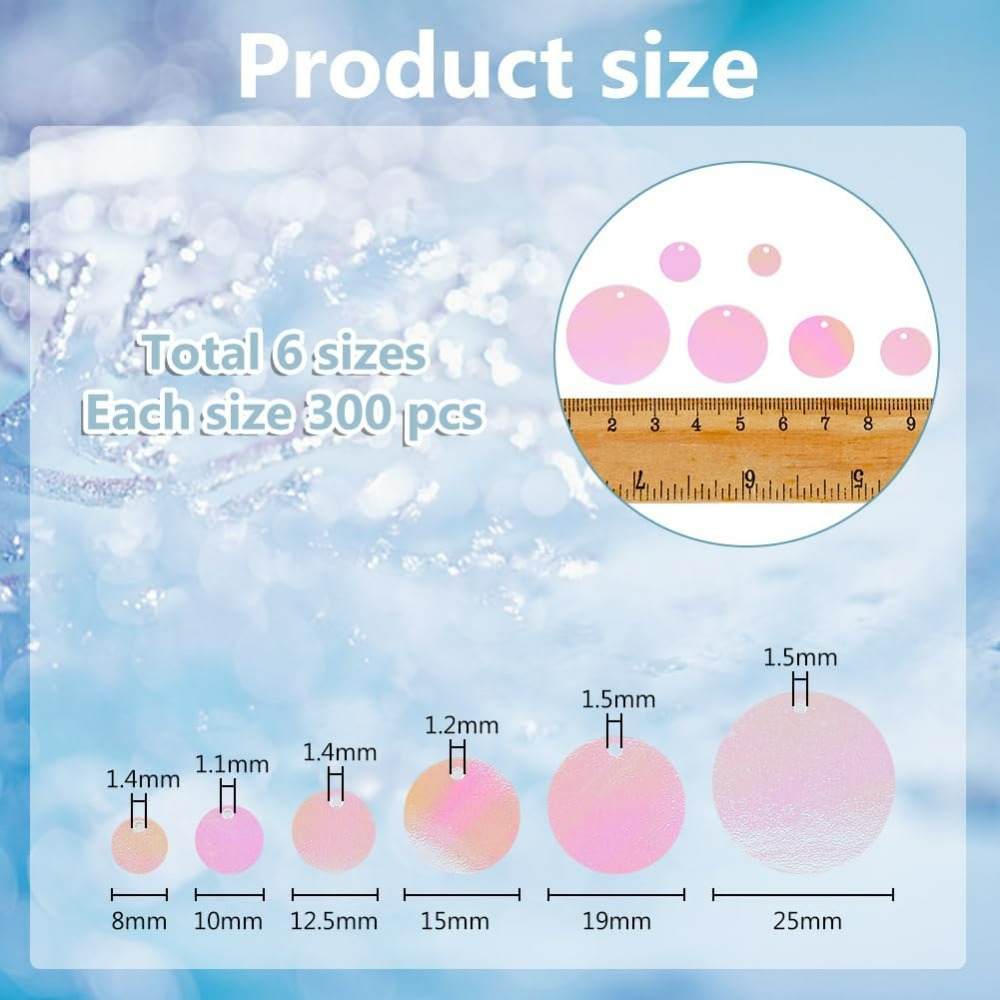 1800Pcs 6 Sizes Loose Sequin F - Embroidery Craft บทวิจารณ์และราคา