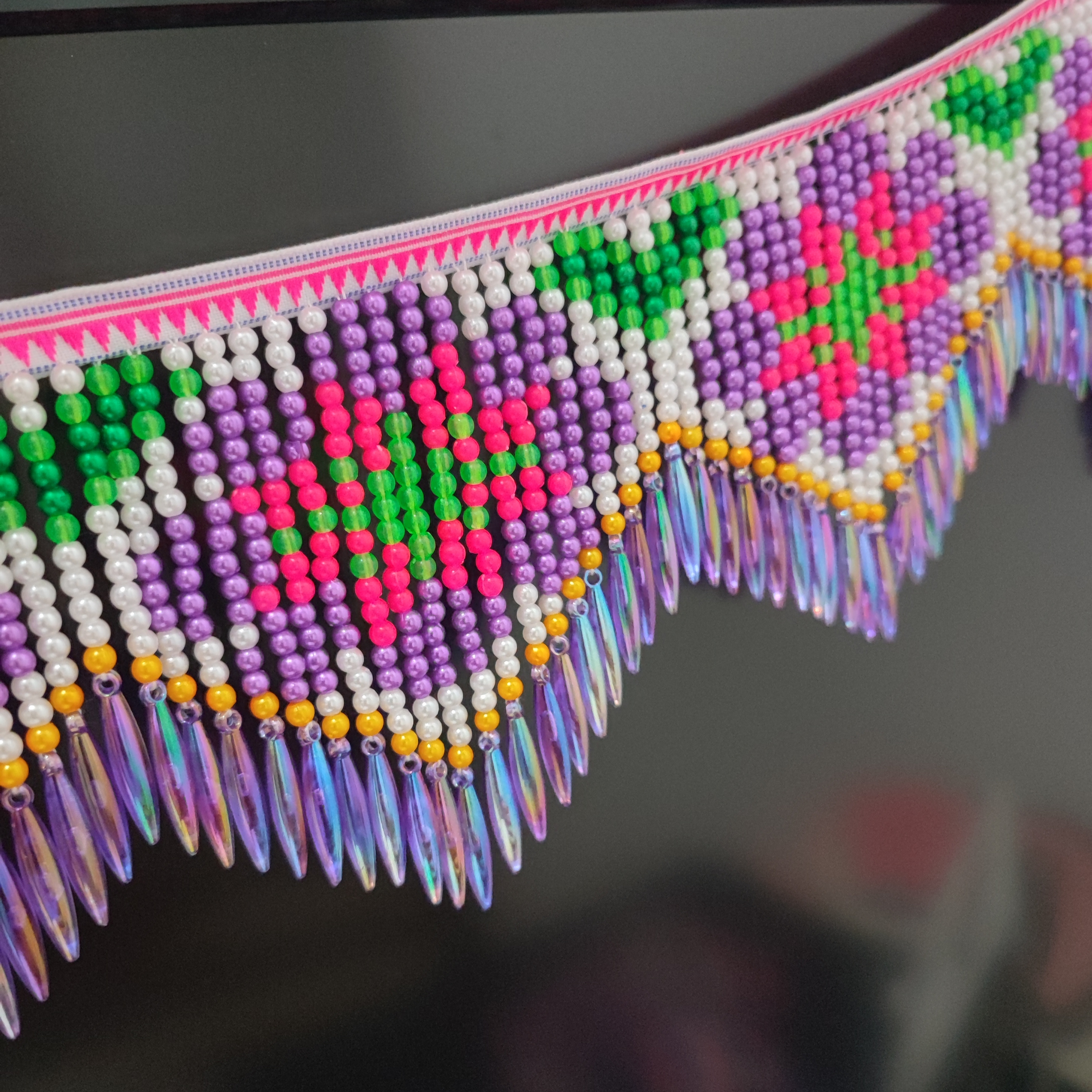 10cm Wide Purple Daisy Pattern - Beaded Trim Fringe บทวิจารณ์และราคา