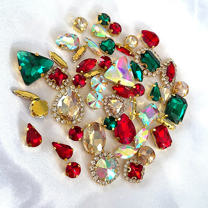 50Pcs 24 Color Mixed Shape Gla - Sew On Rhinestone บทวิจารณ์และราคา
