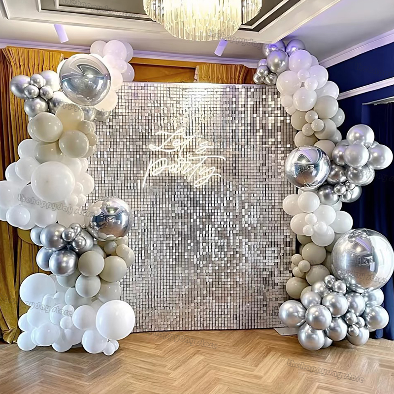 12Pcs Silver Shimmer Wall Back - Sequin Fabric Panel บทวิจารณ์และราคา