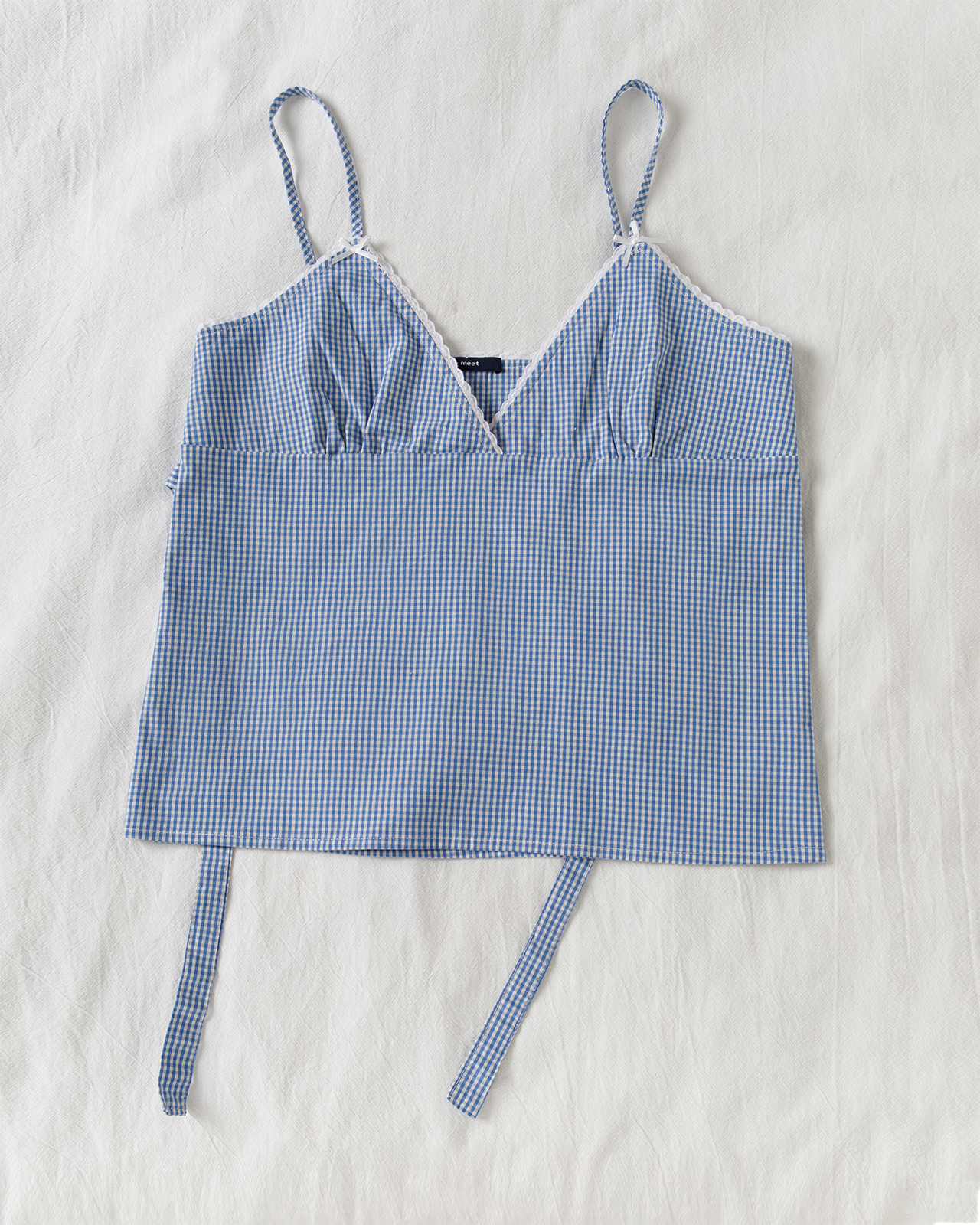 Blue Plaid Shorts 2 Piece Set  - Elastic Lace Trim บทวิจารณ์และราคา