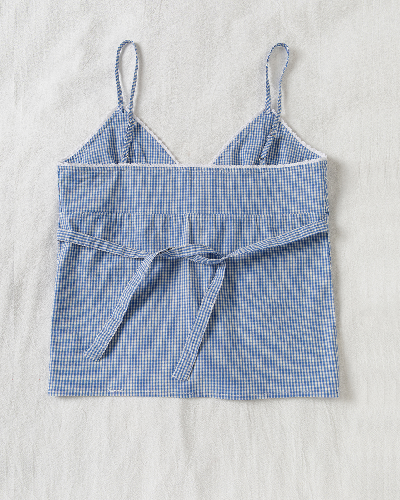 Blue Plaid Shorts 2 Piece Set  - Elastic Lace Trim บทวิจารณ์และราคา
