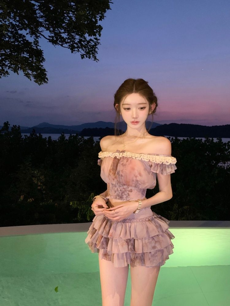 French Sweet Coquette Off Shou - Elastic Lace Trim บทวิจารณ์และราคา