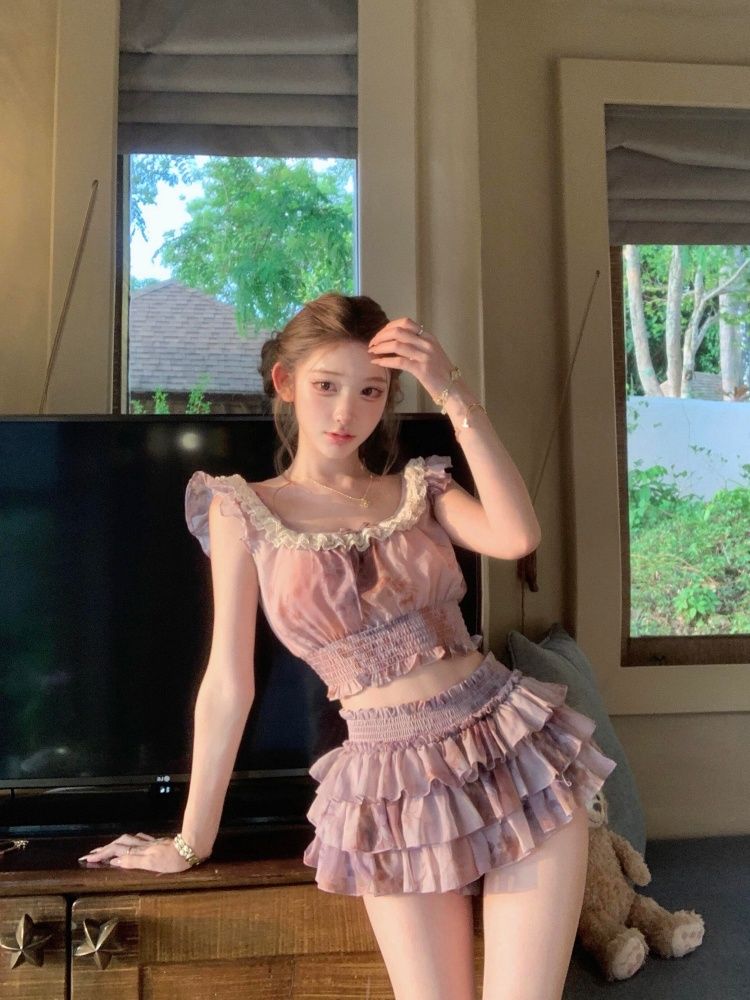 French Sweet Coquette Off Shou - Elastic Lace Trim บทวิจารณ์และราคา