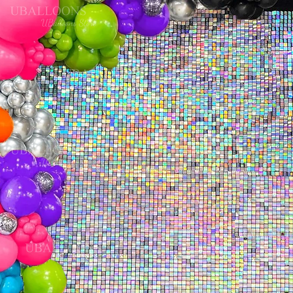 Iridescent Silver Shimmer Wall - Sequin Fabric Panel บทวิจารณ์และราคา