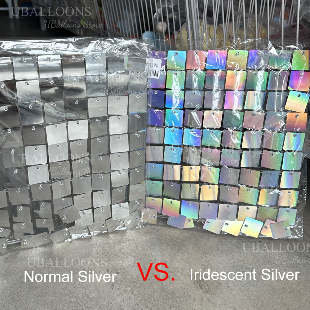 Iridescent Silver Shimmer Wall - Sequin Fabric Panel บทวิจารณ์และราคา