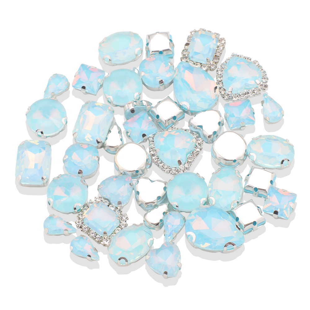 40pcs/bag Mix Shape Opal Glass - Sew On Rhinestone บทวิจารณ์และราคา
