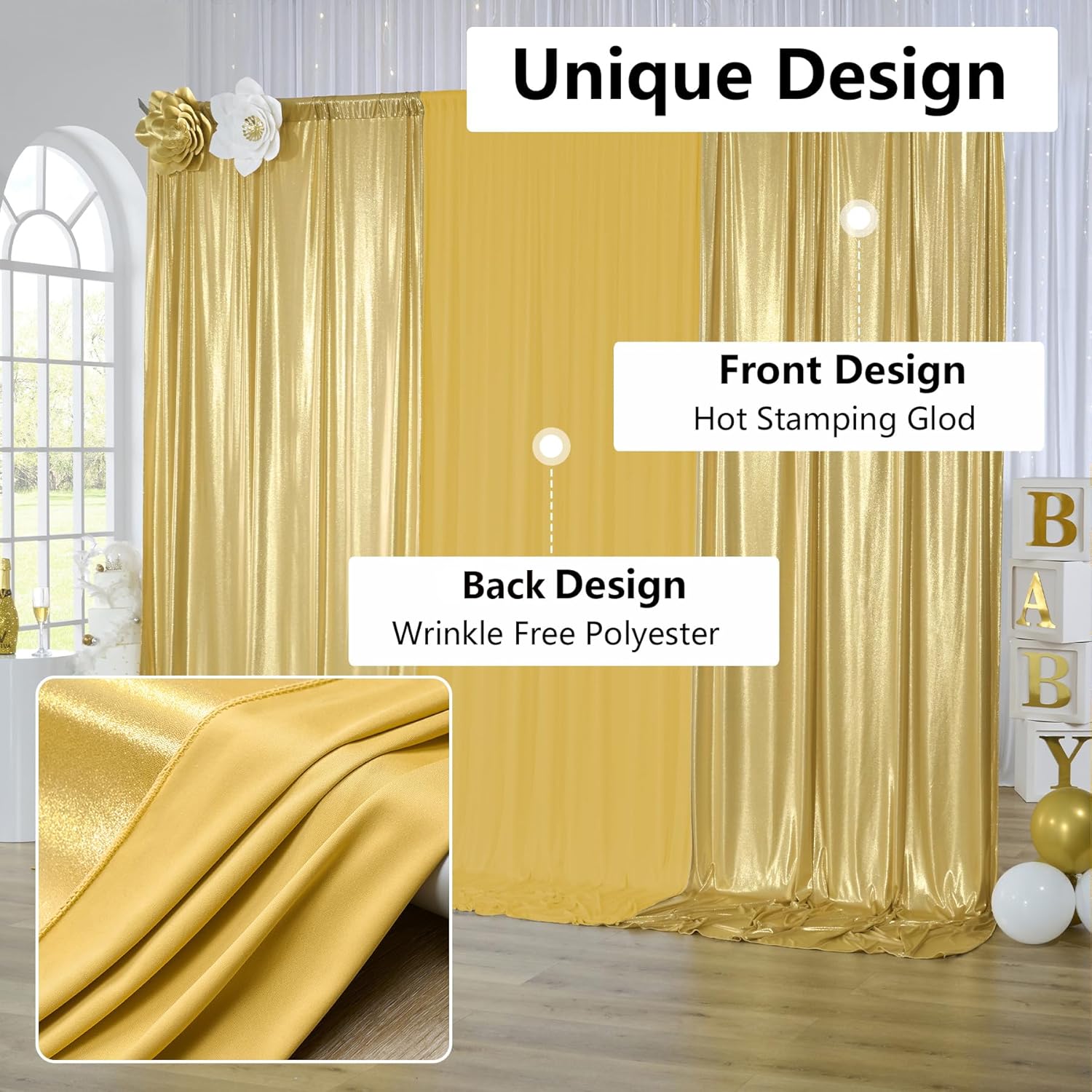 2.3x7FT Wrinkle Free Glitter 1 - Sequin Fabric Panel บทวิจารณ์และราคา