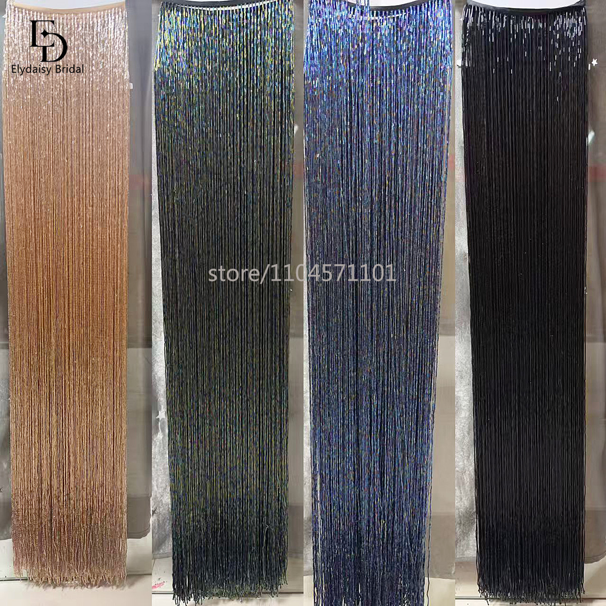 ELYDAISY 1Meter Length Champag - Beaded Trim Fringe บทวิจารณ์และราคา